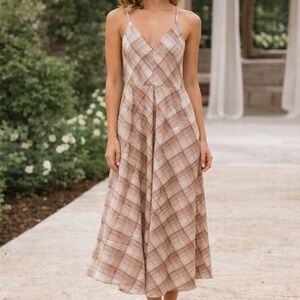 Elie Tahari Tan Plaid Dress